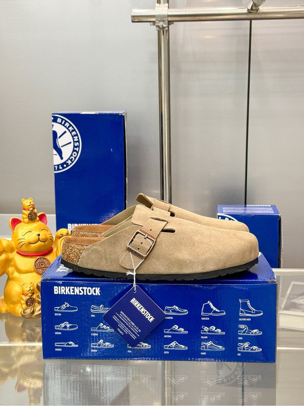 BIRKENSTOCK Boston taupe suede mule clogs